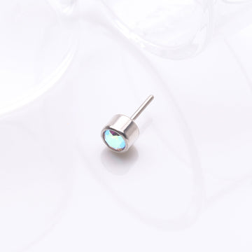 Detail View 1 of Implant Grade Titanium OneFit Threadless Bezel Round Gem Sparkle Top Part-Aurora Borealis